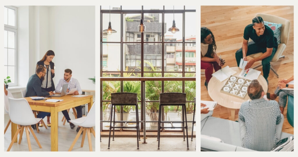 colegas trabajando remoto desde un coworking