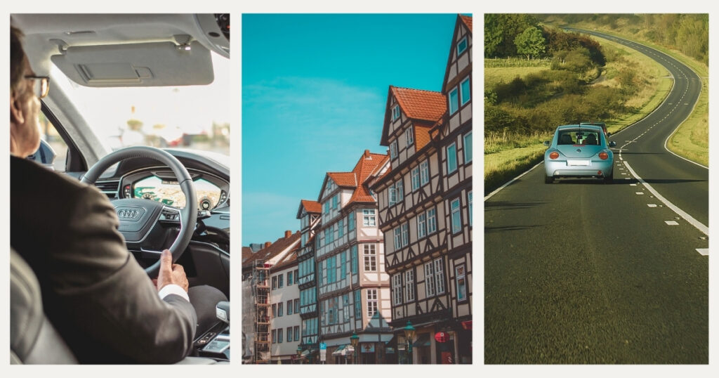 man driving a rental car in Germany