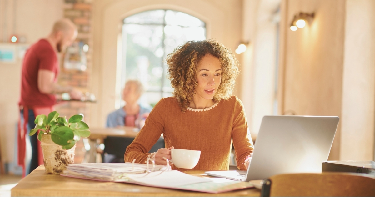 remote worker woman working from France