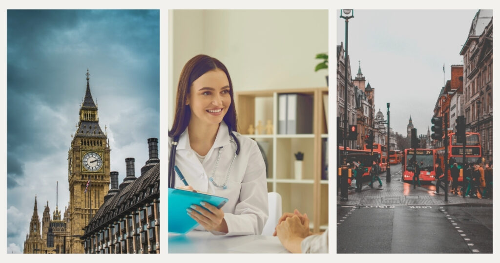 medical doctor in a consultation in the UK