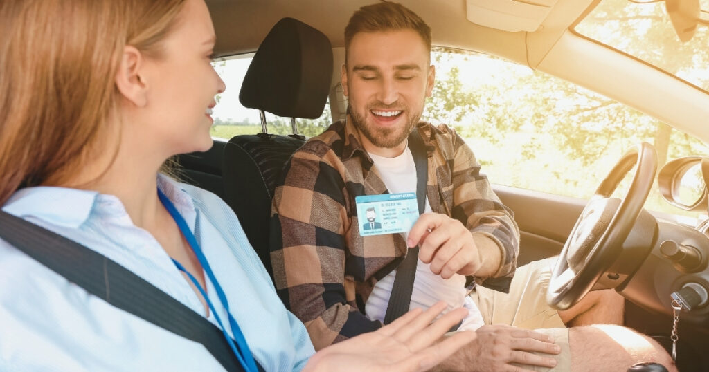 woman getting her driving licence in the UK