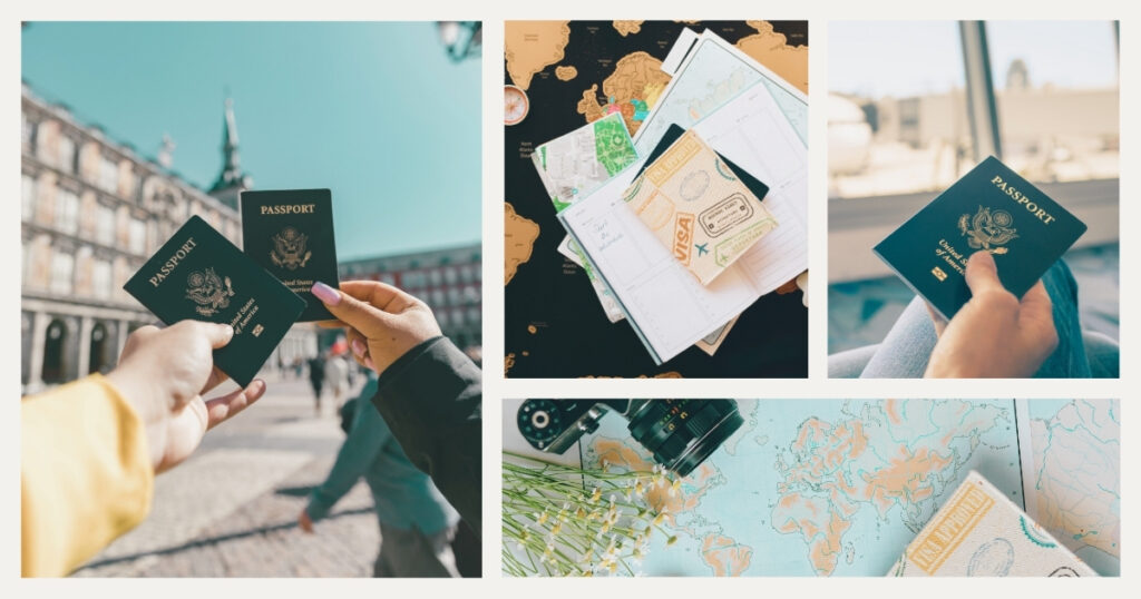 people showing their passports abroad