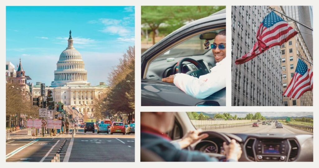 man driving in the United States with an IDP