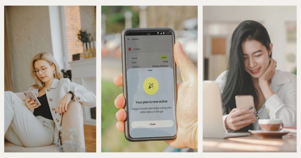 mujeres navegando en internet con un plan de esim en Europa