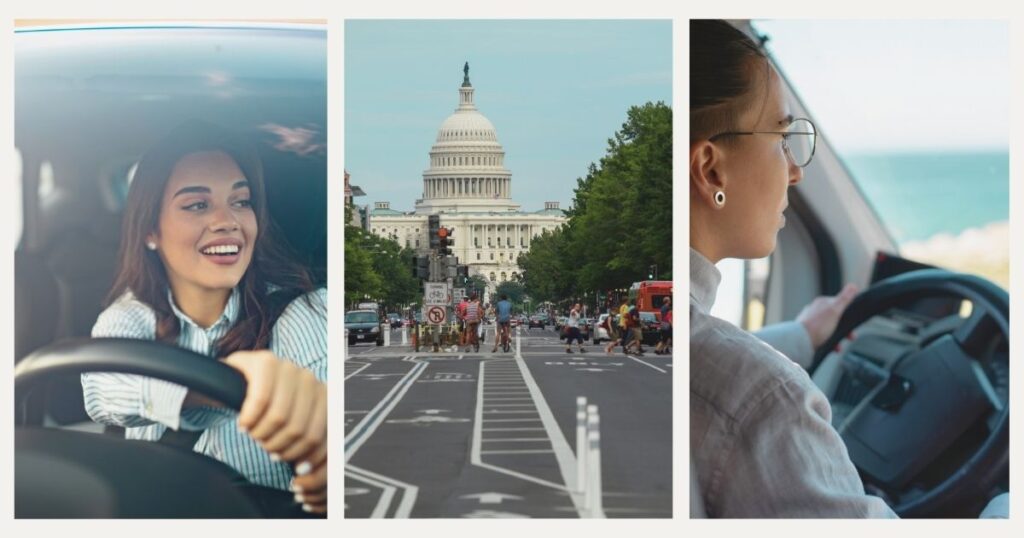 woman driving around the USA