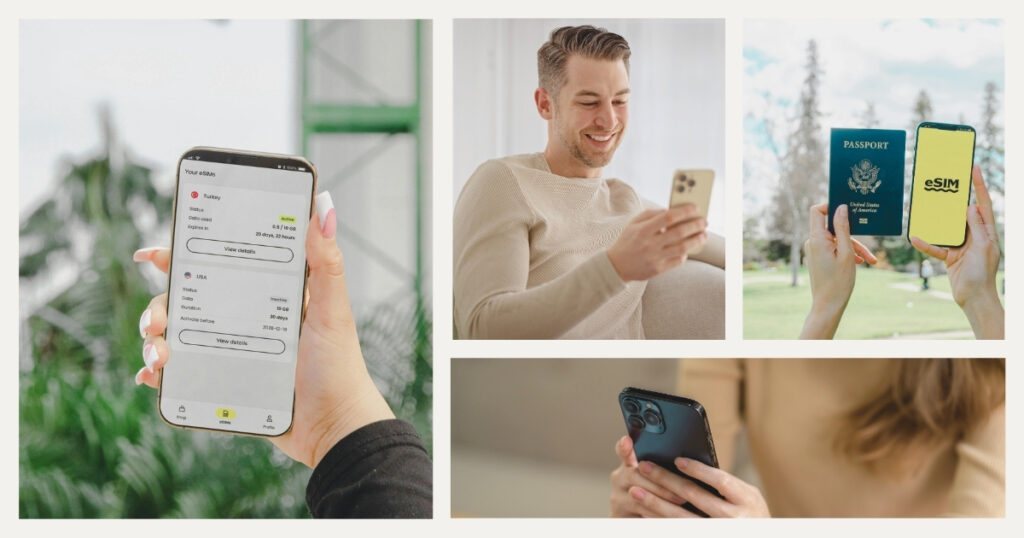 hombre joven usando esim en su celular