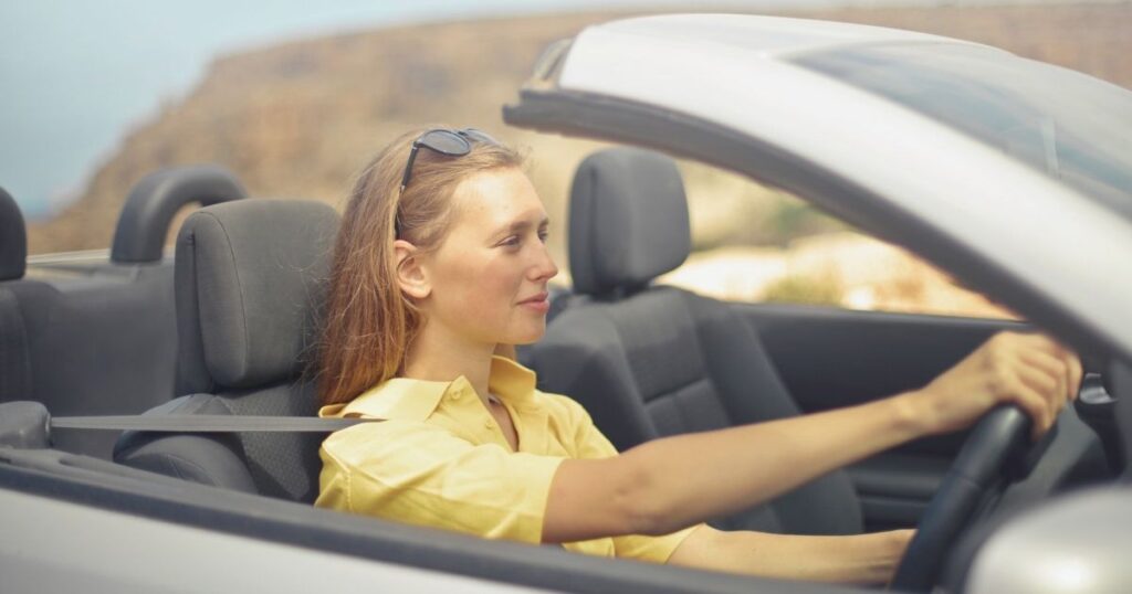woman driving a car in Turkish roads