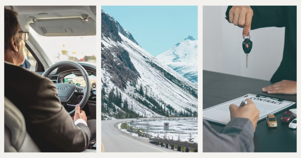 man driving a rental car in Canadian roads