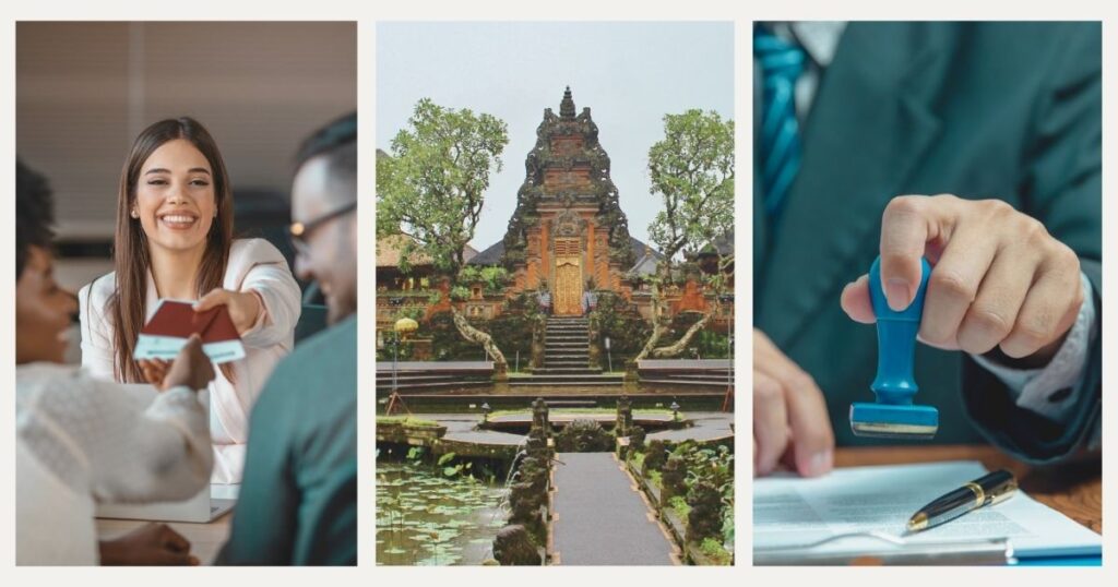 abogada entregando las visas de trabajo a Indonesia a los clientes