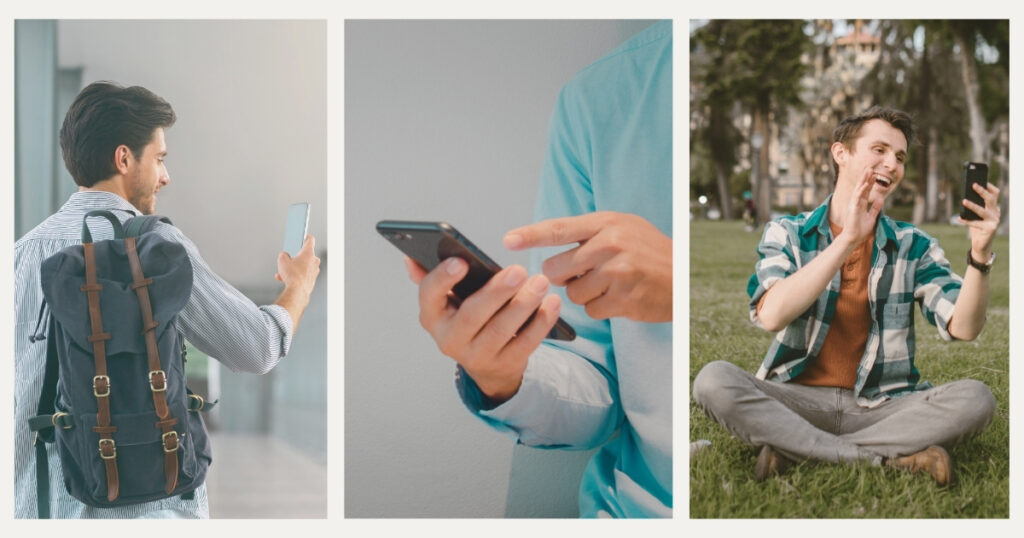 young man using his cellphone