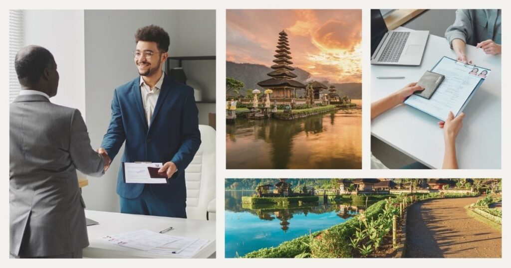 hombre obteniendo su visa de trabajo en Indonesia