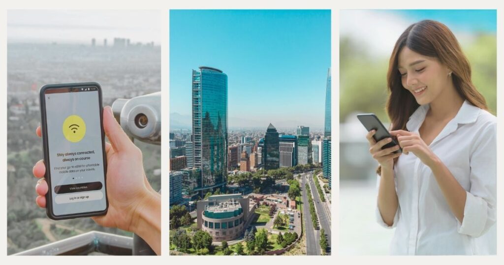 mujer disfrutando de la esim en Chile para navegar en su celular