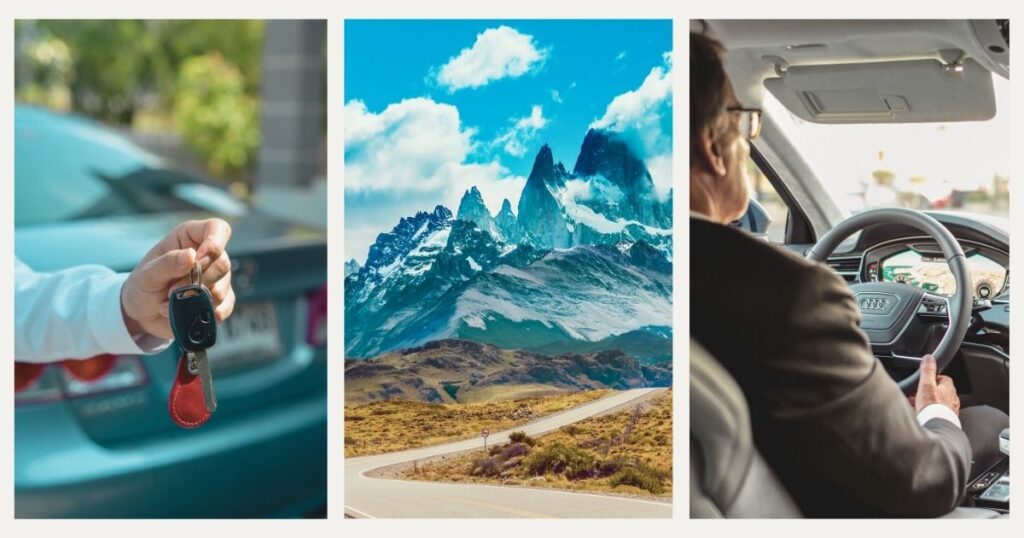 hombre conduciendo coche alquilado en Argentina