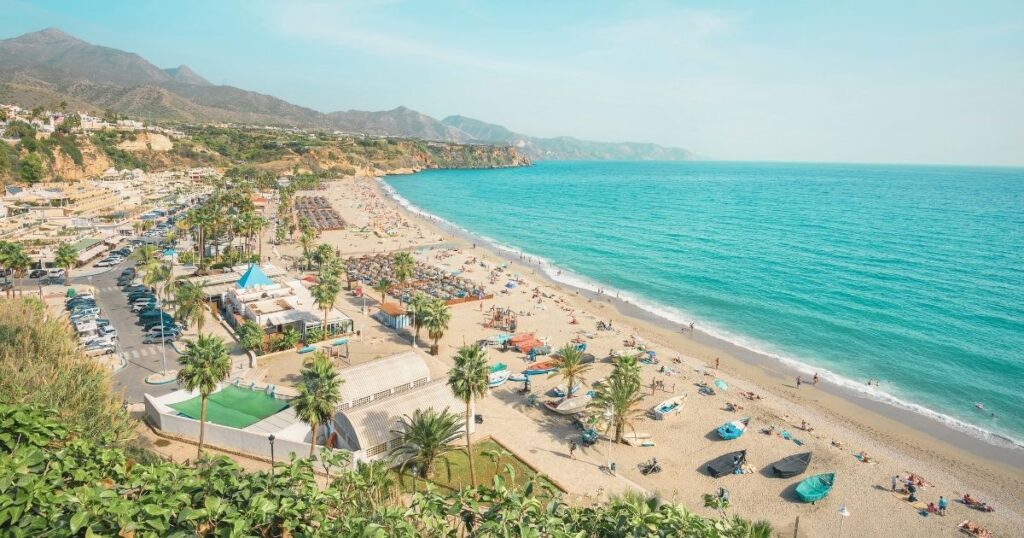 beautiful view of a beach in Malaga for a day trip