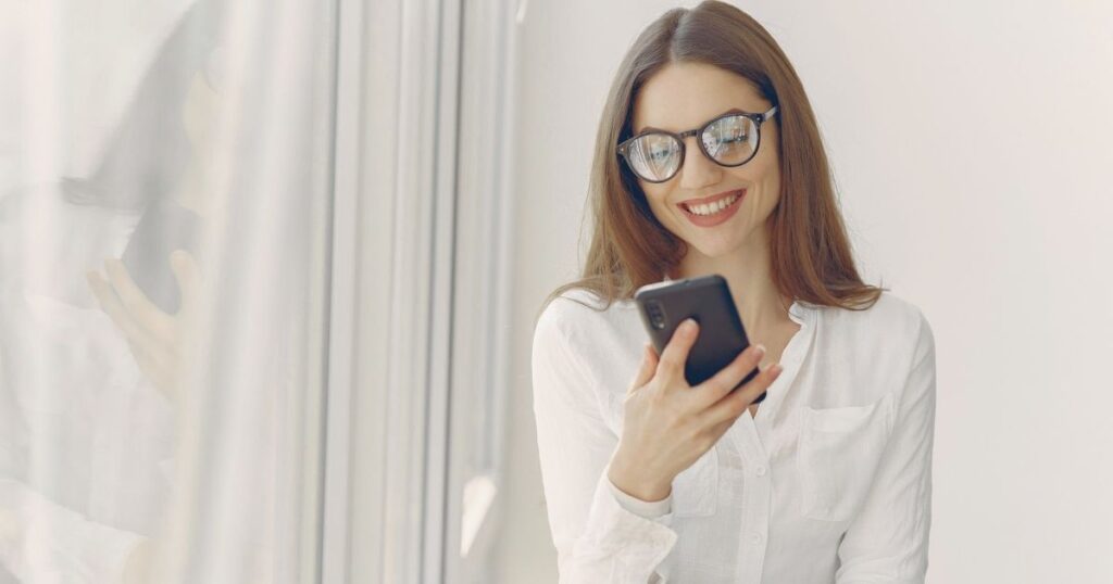 young woman navigating on internet