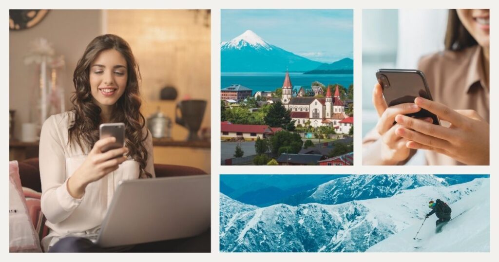 mujer navegando en internet en Chile