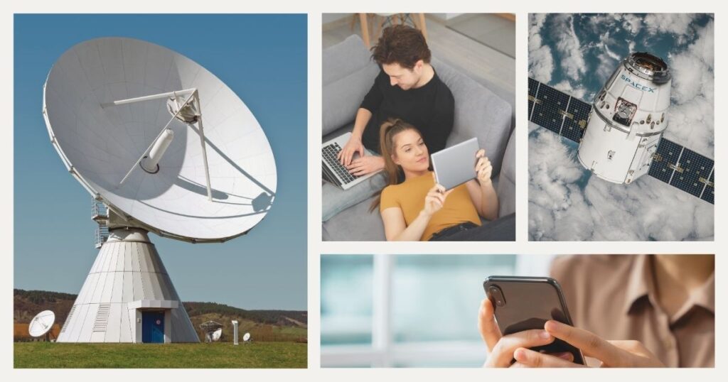 pareja conectada a la internet satelital internacional