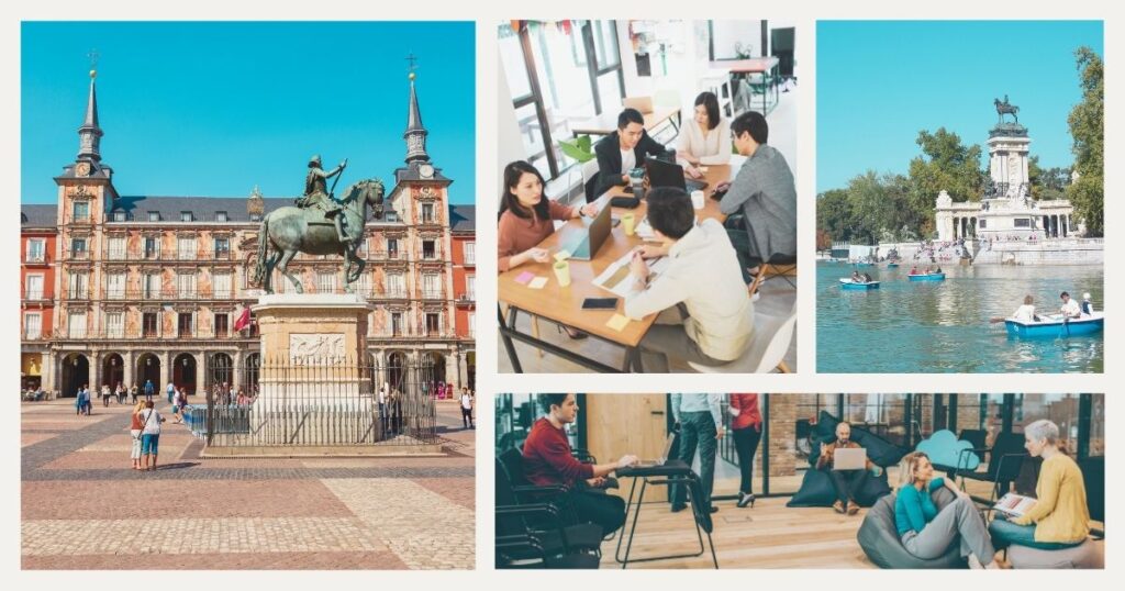 people working from a coworking space in Madrid