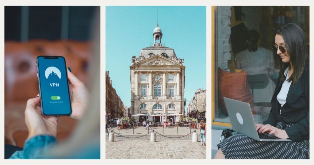 mujer en Francia disfrutando de una vpn en su viaje a Francia