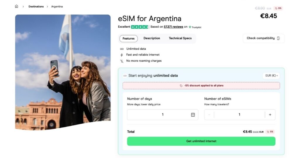 pasos para activar la esim de Holafly en Argentina