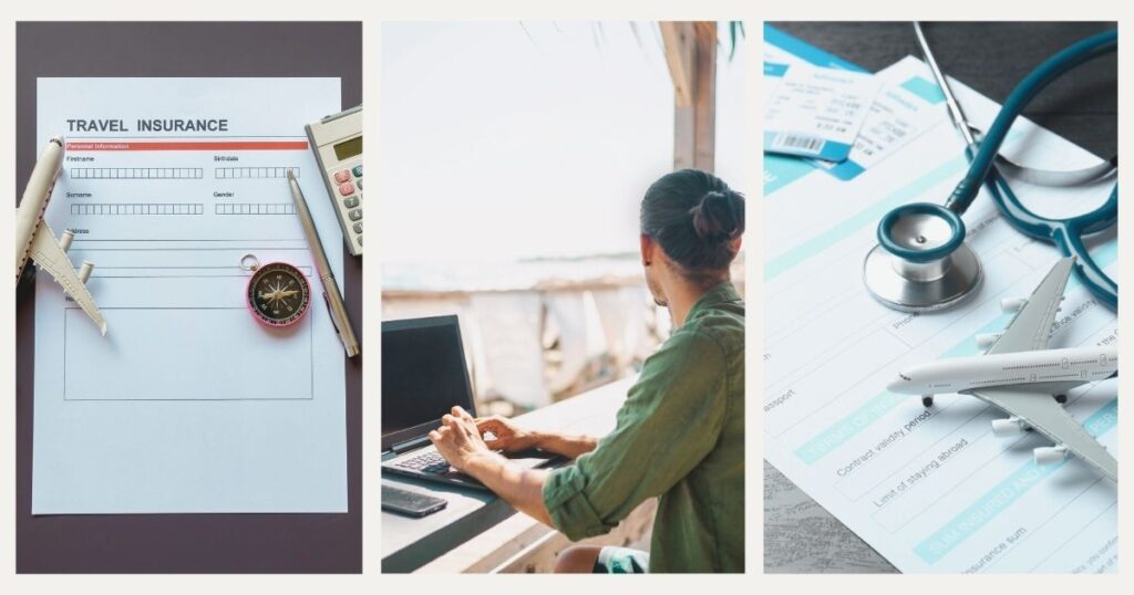 digital nomad man using specialized coverage of travel insurance
