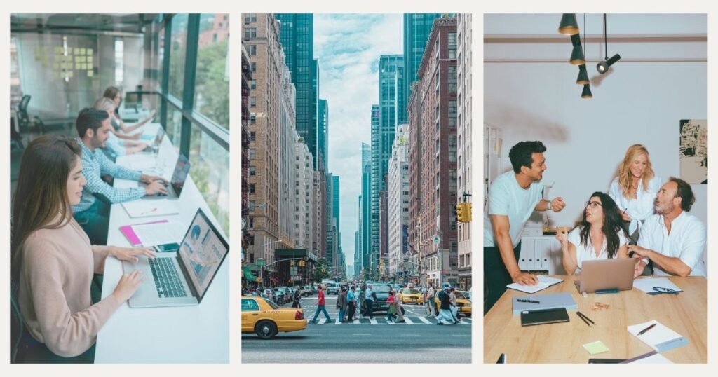personas trabajando remoto desde un tipo de espacios de coworking en Nueva York