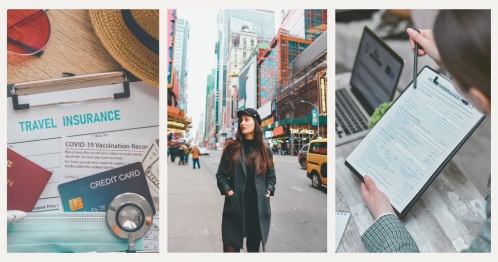digital nomad woman traveling in the USA safely with a travel insurance