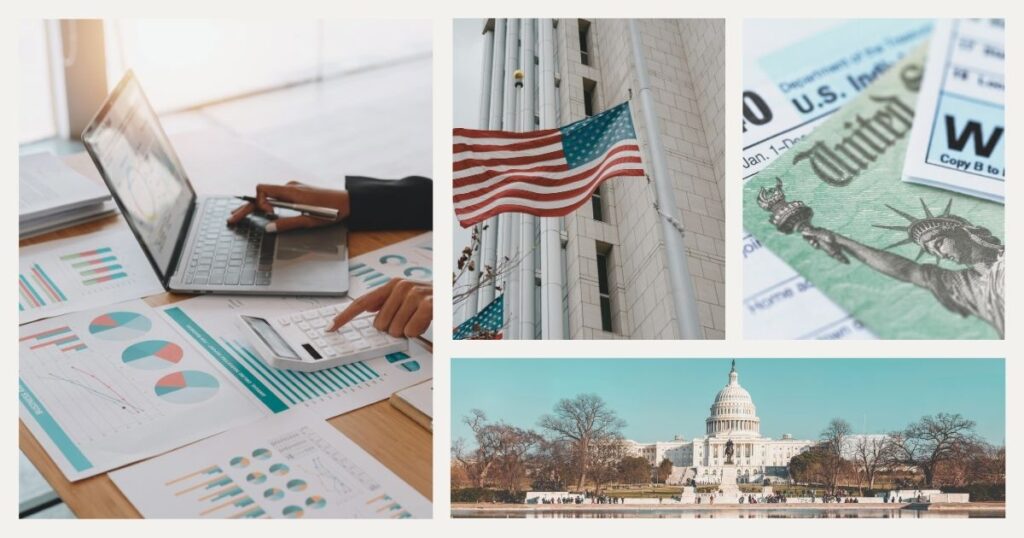 person calculating taxes for paying in the US