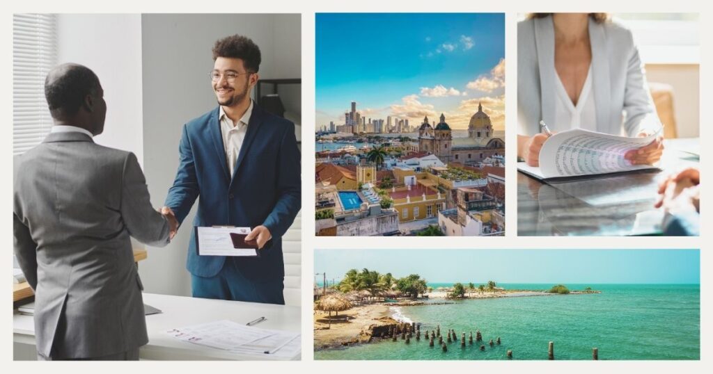 personas obteniendo sus visas para Colombia