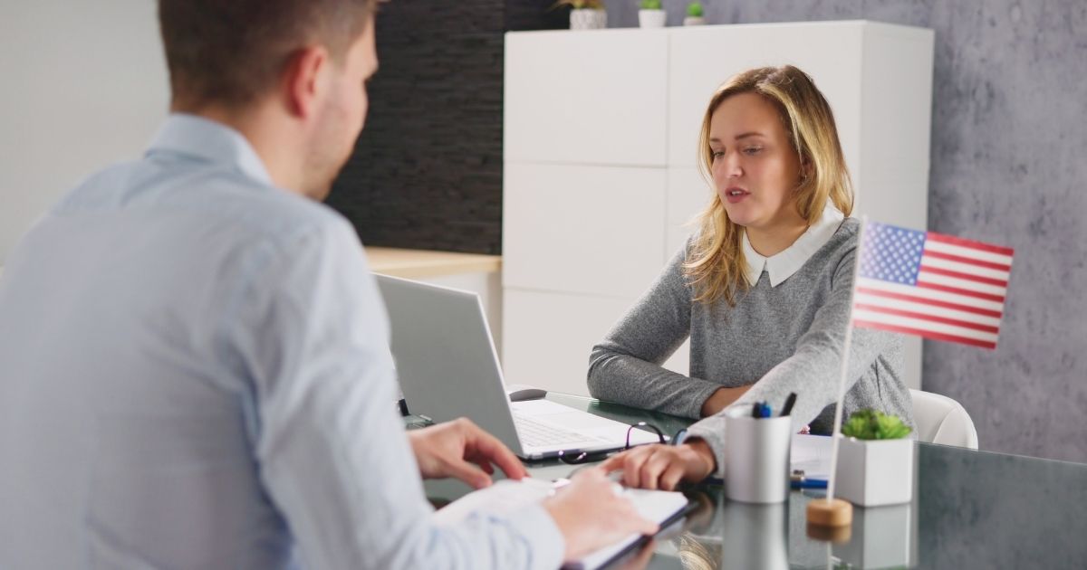 man applying for a work visa in the USA