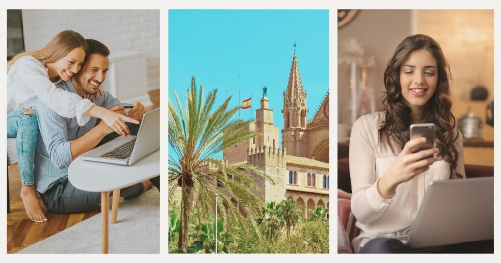 digital nomad people connecting to mobile internet in Spain