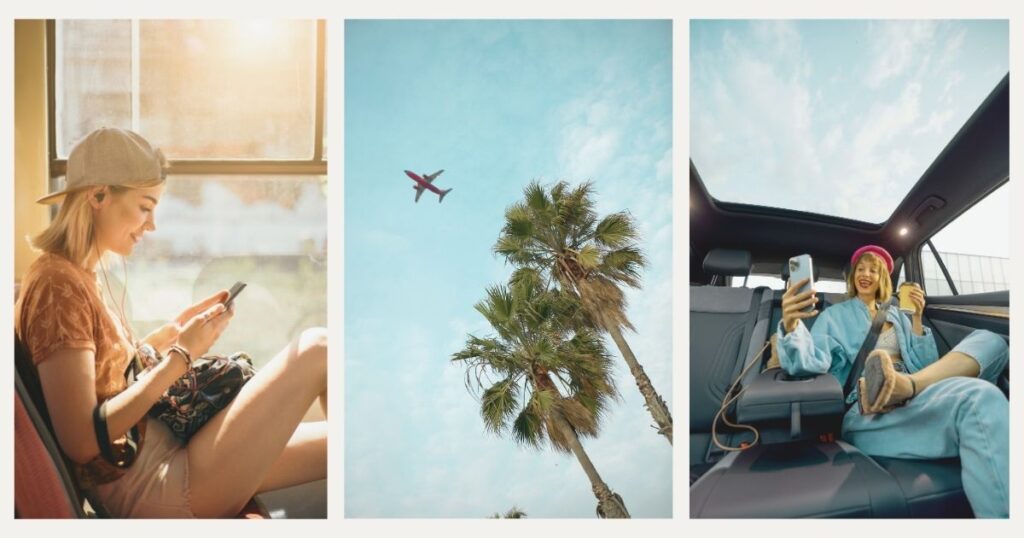 mujer navegando en internet con la esim al viajar