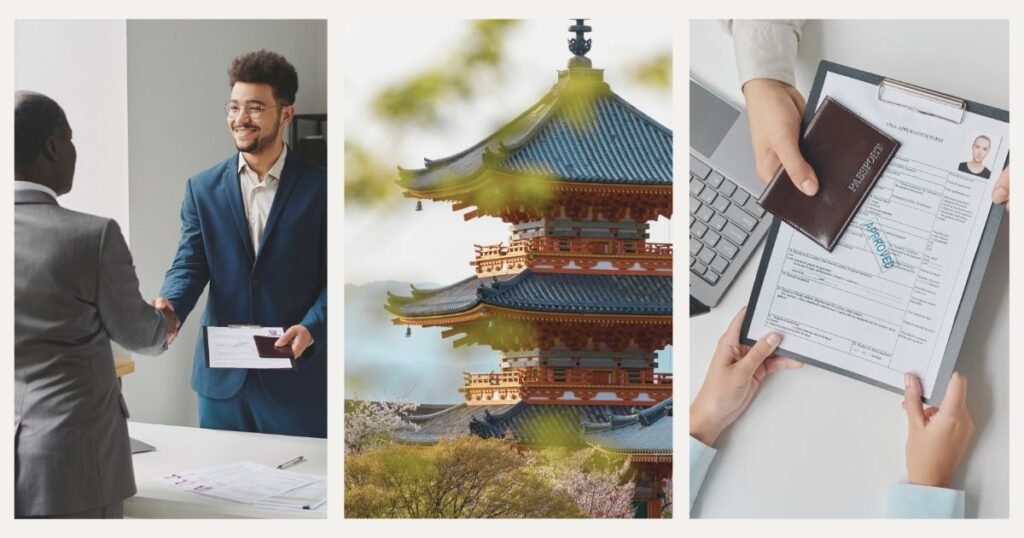 hombre preparando los documentos para viajar a Japon