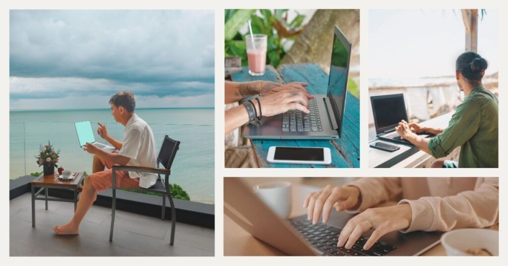 personas asistiendo documentales sobre la vida de nomadas digitales
