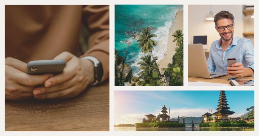 personas navegando en internet en Bali