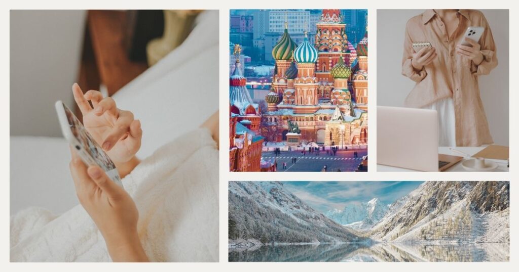 mujer navegando en internet en Rusia