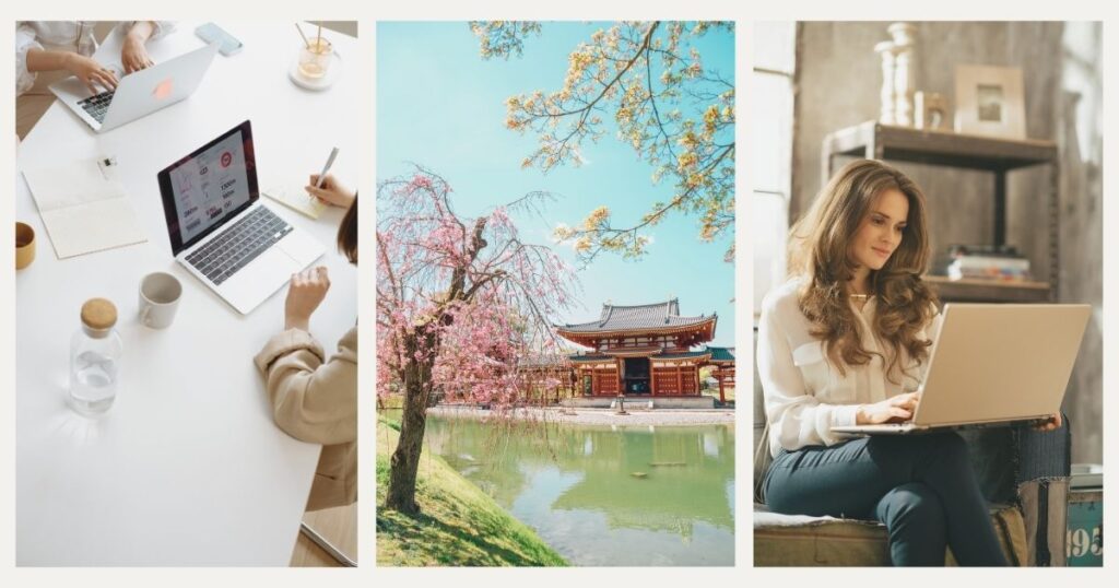 mujer navegando en internet en Japon