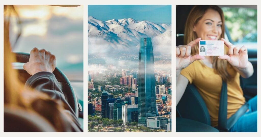 mujer conduciendo con su licencia convalidada en Chile