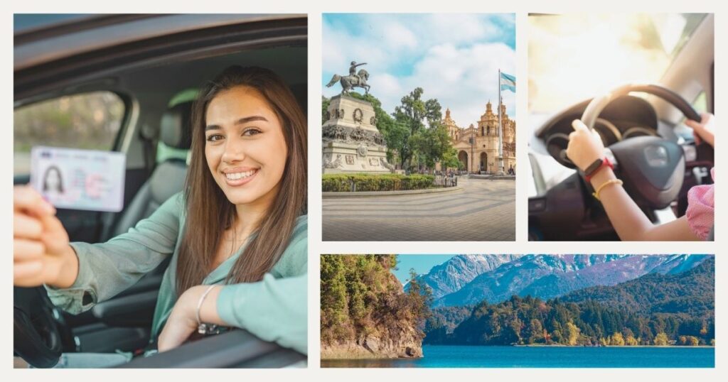 mujer conduciendo en Argentina con la licencia de conducir