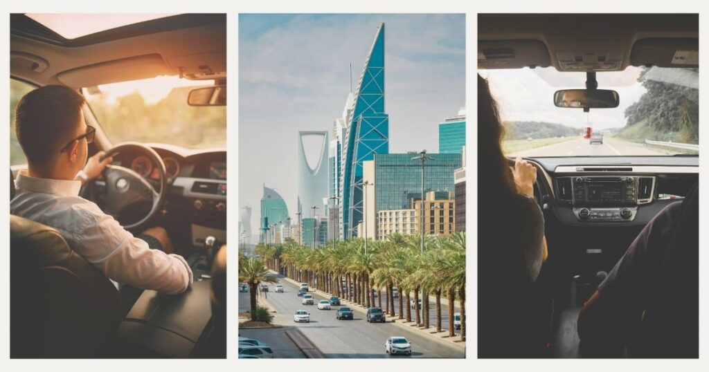 hombre joven conduciendo con licencia en Arabia Saudi