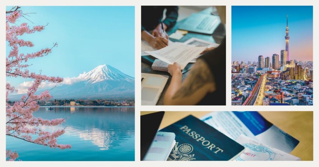 persona organizando documentos para viajar a Japón
