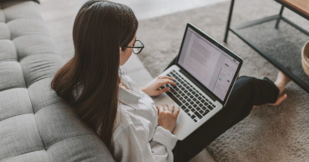 digital nomad woman using internet in Spain