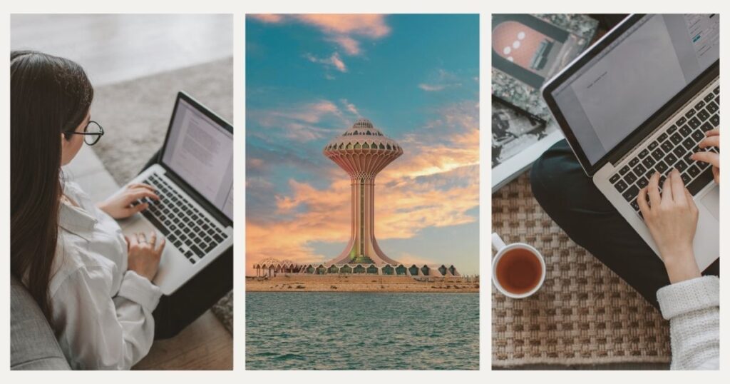 mujer utilizando internet en Arabia Saudi