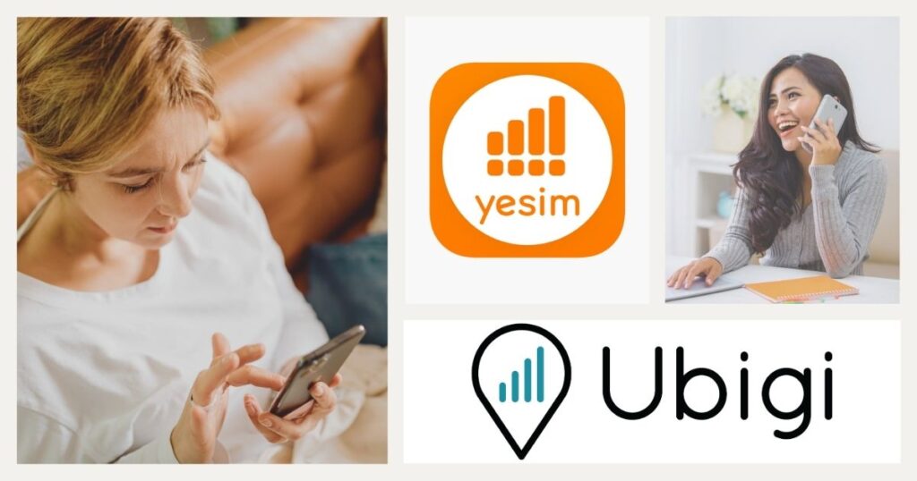 mujer joven comparando esim Yesim y Ubigi