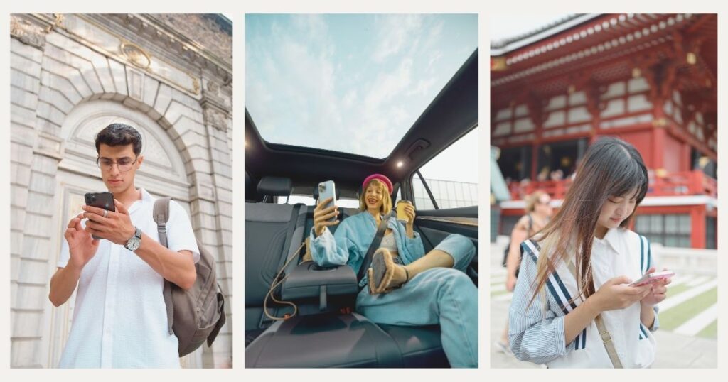 jovenes usando esim en varios destinos al viajar
