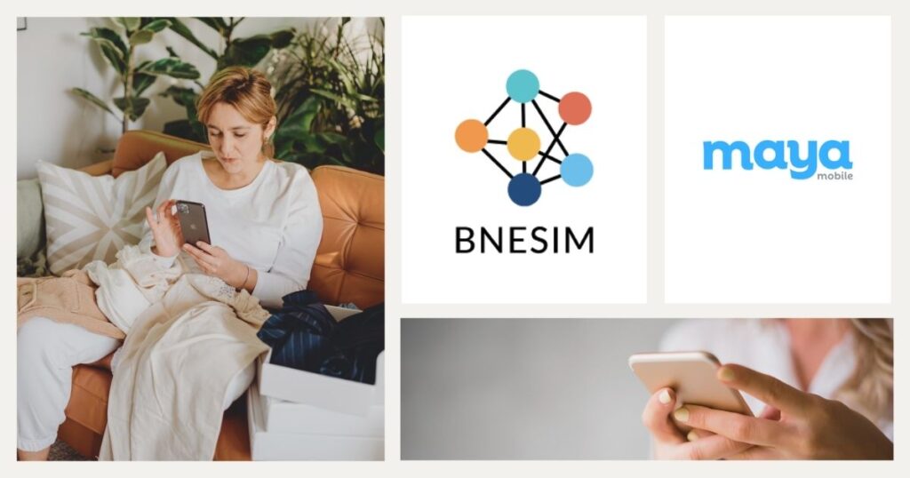 mujer navegando en internet con esim