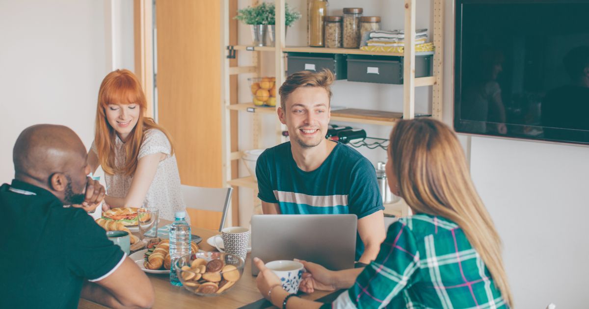 people hanging out in a coliving in Barcelona