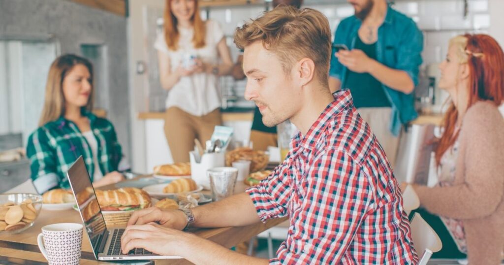 people hanging out in a coliving in Barcelona