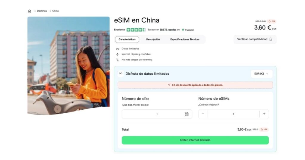 planes de esim de Holafly China