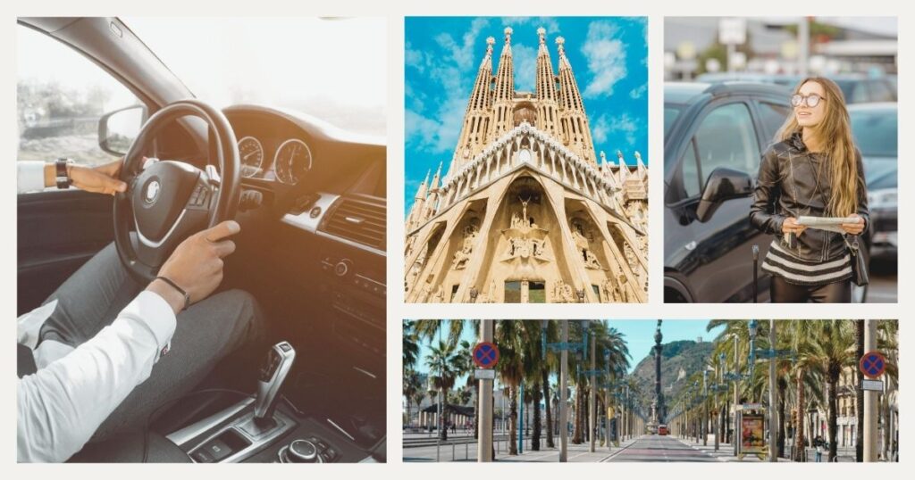 people driving a rental car in Barcelona